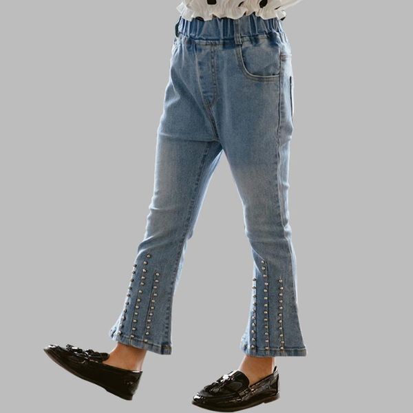 

jeans for girl 2021 est kids girls spring autumn kid's denim flare pants teenage children's clothes, Blue