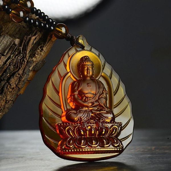 

chains 1pcs carved buddha necklace glazed drop pendant lucky amulet chain length for women men sweater pendants high quality, Silver