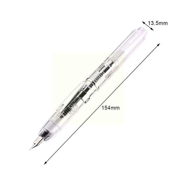 

fountain pens 1pc press-type pen transparent resin dark converter 0.5mm gifts stationery filler tip supplies business office n0h2