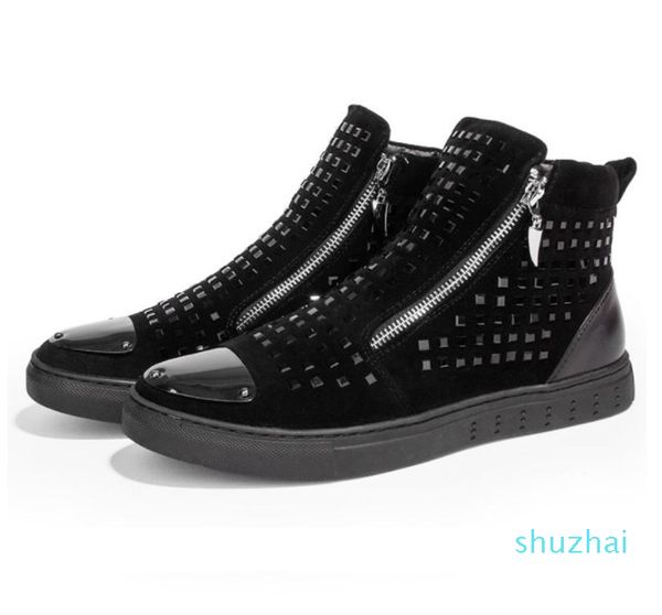 

men ankle boots black winter boots rivet men's leather boots