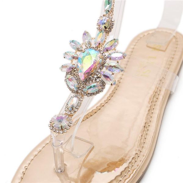 

summer shoes woman sandals women rhinestones chains flat thong crystal flip flops gladiator quality, Black