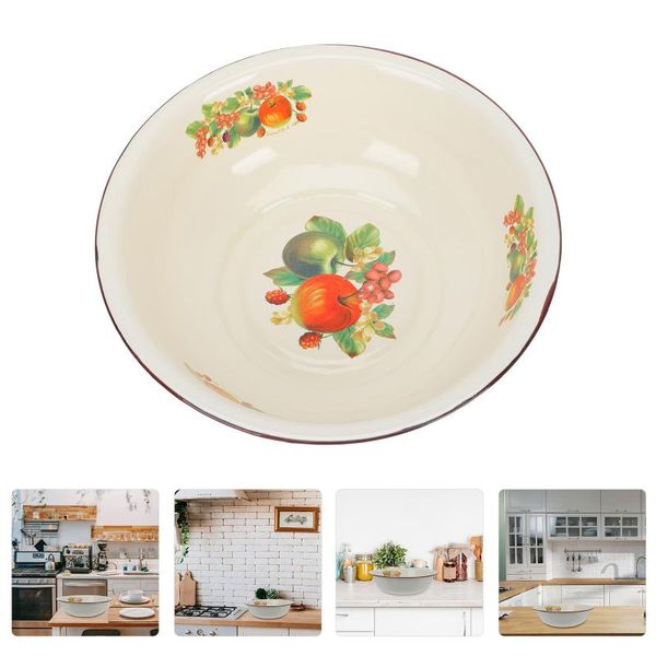 

bowls 1pc vintage mixing enameled washing basin home enamelware (random style)