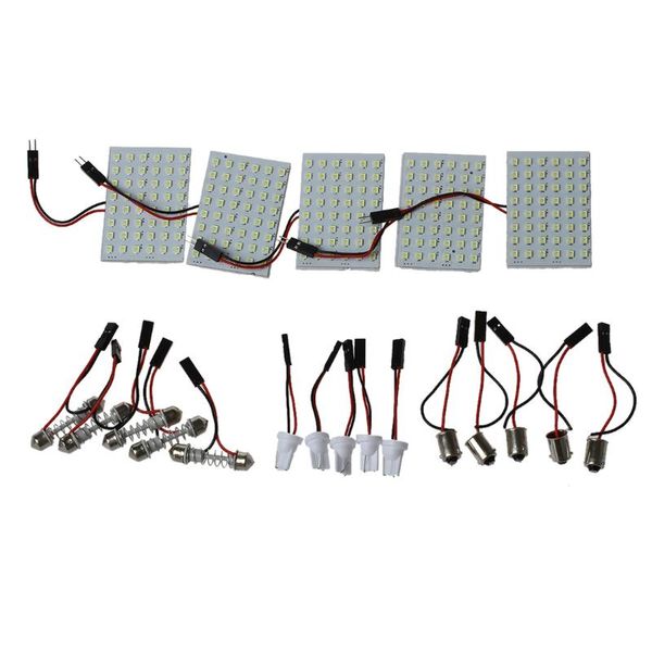 

ceiling lights 5pcs car interior light panel 48 smd led t10 ba9s dome festoon bulb adapter 12v