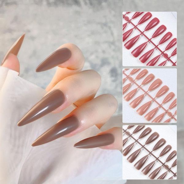 

nail art kits colorful fake nails long nude full cover matte artificial acrylic tips finger
