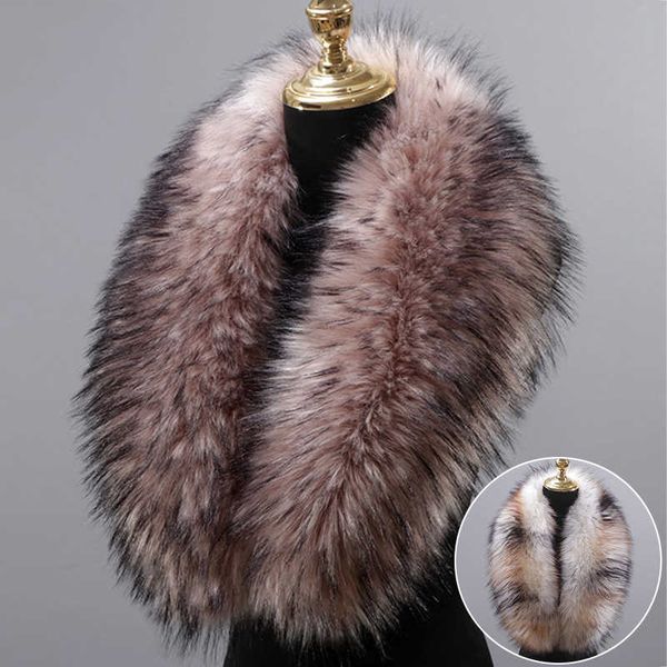 

men women winter faux fox fur collar fur for hood mink shawl down scarf warm hood shawl for fashion jackets decor accessories h0923, Silver