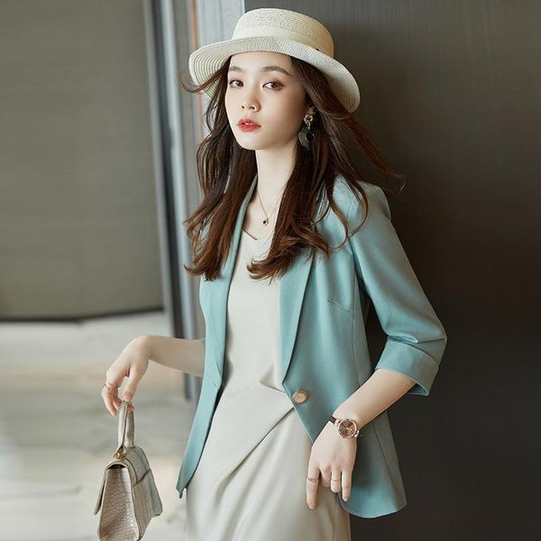 

women's suits & blazers 2021 net red casual short suit coat small 7 / 4 sleeve retro gentle, White;black