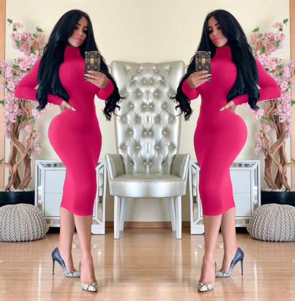 

casual dresses turtleneck autumn winter midi dress women long sleeve bodycon slim bag hip club party ladies vestidos wear thick, Black;gray