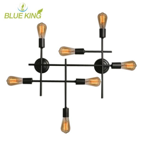

wall lamp 7 lights retro industrial led sconce black color restaurant nordic loft style corridor cafe bar decoration light