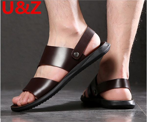 

men's summer sandals superior calf leather cool yet functional classic sports beach casual shoes sandals, Black