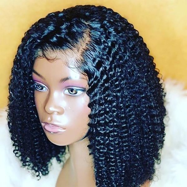 

lace wigs melodie 4x4 13x4 curly bob deep water wave short afro kinky wig for black women brazilian remy hair, Black;brown