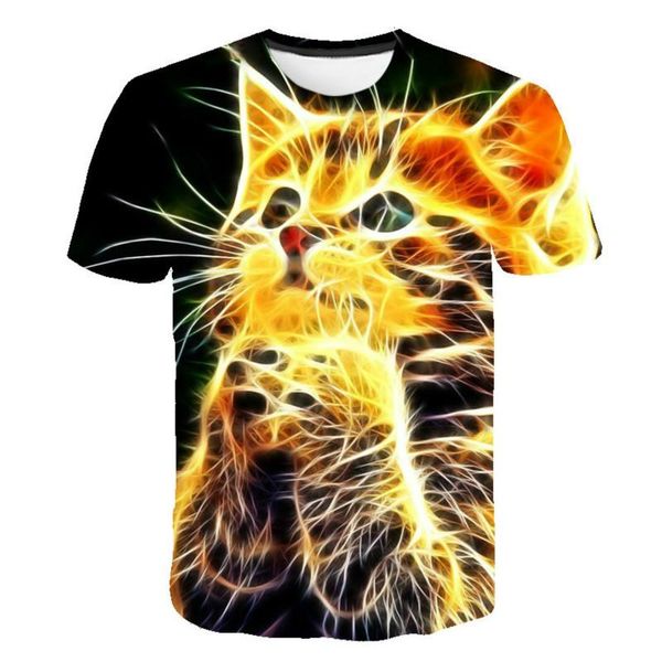 

t-shirts boy girl wolf cartoon 3d short sleeve t-shirt summer multicolor children's clothing, Blue