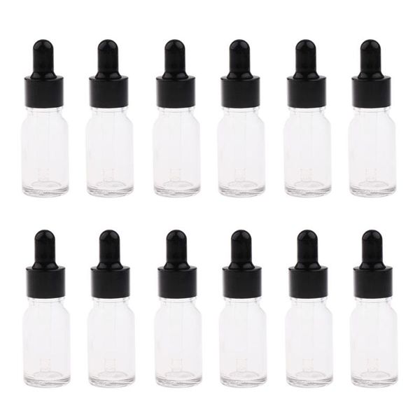 

set of 12 glass empty bottles lotion storage containers for essential oils with eye droppers 5ml/10ml/15ml & jars
