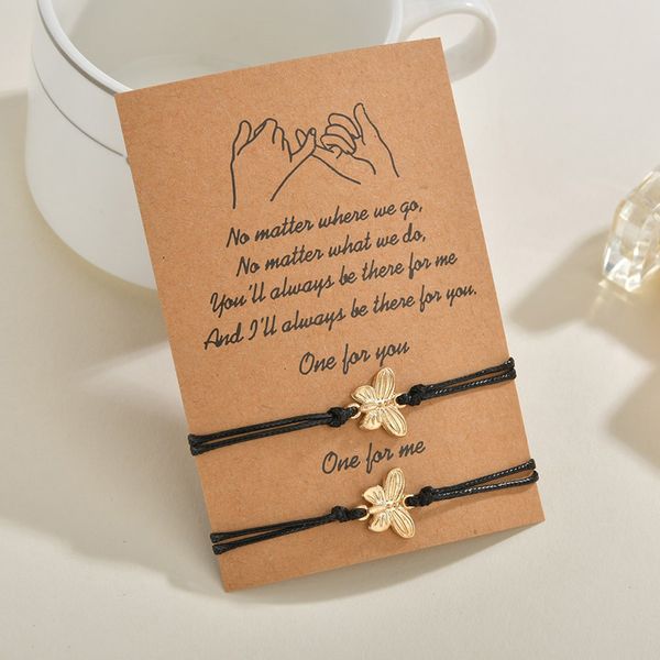 Дружба регулируемые плетеные браслеты сплав Золотая бабочка браслет лучший друг подарки на день рождения для девочек-подростков сестра