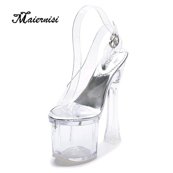 

women walk show sandals high heel 18cm with 8cm platform nightclub lady party brand heeled shoes big size, Black