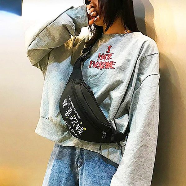

waist bags fashion fanny pack for women korean version shoulder messenger bag men personality printed chest hong kong style