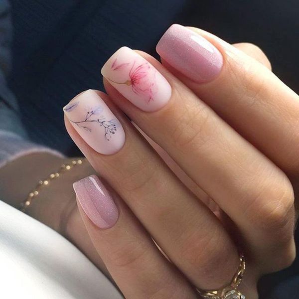 

stickers & decals 2021 3d nail art bohemia light pink flowers image nails for sticker decorations manicure z0407-5, Black