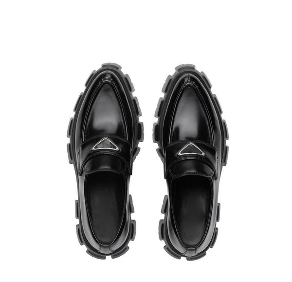 Ünlü Sonbahar ve Kış Kadınlar Lüks Tasarımcı Marka Elbise Ayakkabı Monolit Monolit Fırçalı Deri Loafers Platform Topuk Gösterişli / Tur 35-40