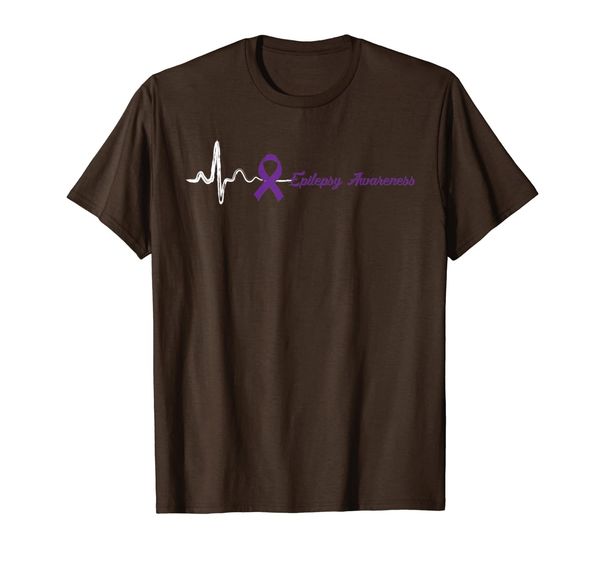 

heart beat purple ribbon epilepsy awareness t-shirt, White;black