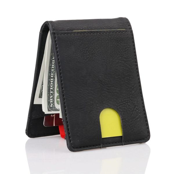 RFID Bloqueio de Bens Negócios Caso Capa Couro Couro Clipe Sim Pocket Card Carteira