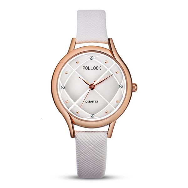 

watch pollock fashion women's trend diamond simple belt compact business quartz, Slivery;brown