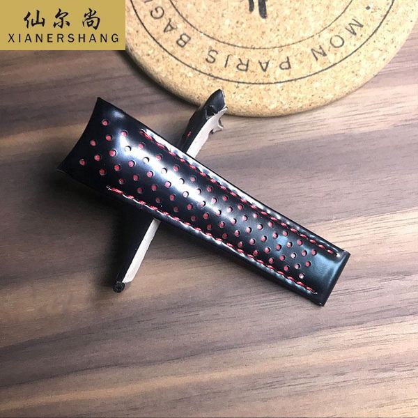 

watch bands luxury 20mm cordovan band men women custom watchbands waterproof genuine leather belt handmade horse skin strap 22, Black;brown