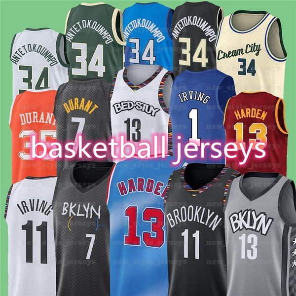 

7 kevin 11 kyrie 34 giannis basketball jerseys irving antetokounmpo durant 13 harden ncaa men z7, Black;red