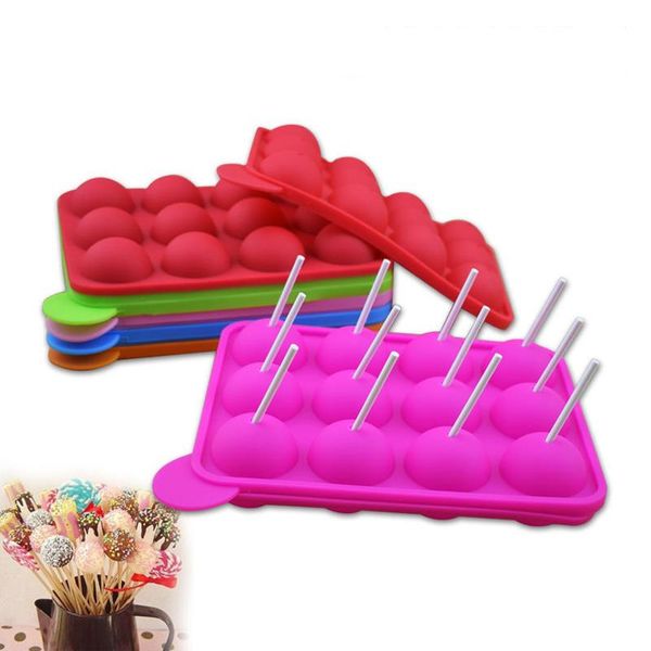 

baking moulds 8/12 holes round ball lollipop mold cake shop chocolate heart pops maker candy diy tool with sticks
