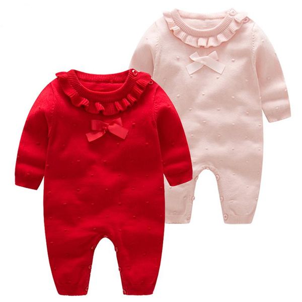 

jumpsuits 0-24m baby knitted rompers cotton babies clothing born girls knitting princess long sleeves autumn jumpsuit knitwear, Blue
