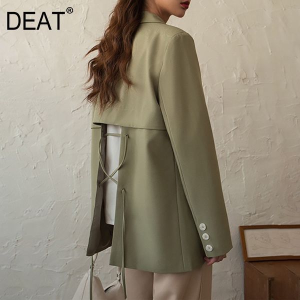 

[deat] back lace up strap black suit coat women double breasted loose casual small suit fashion spring and summer gx896 210428, White;black