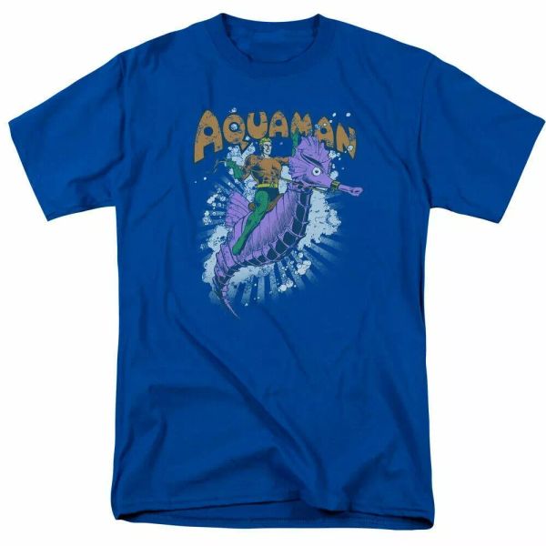 

aquaman ride t shirt mens licensed dc comics tee royal blue, White;black