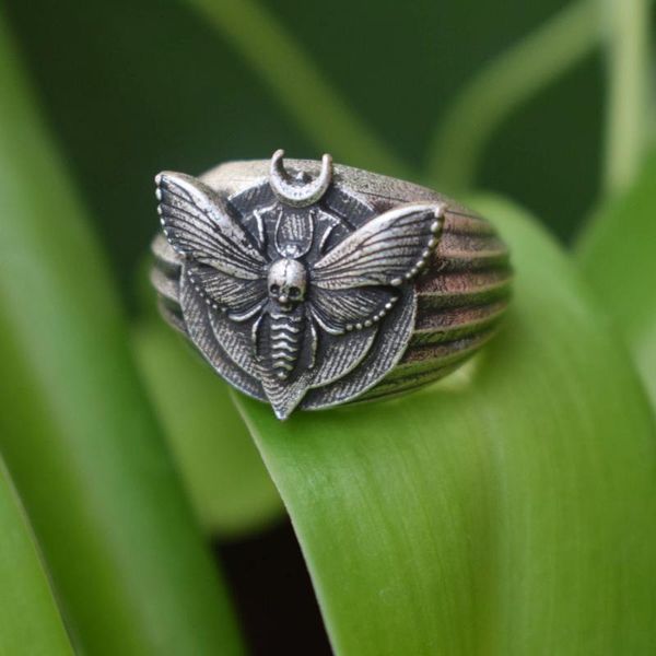 

cluster rings 12pcs death's head hawkmoth moth ring christmas gift, Golden;silver