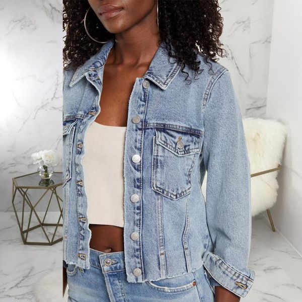 

women's jackets autumn denim short jacket pocket 2021 fashion button casual solid color, Black;brown