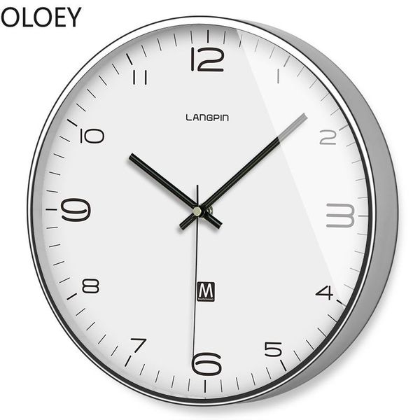 

wall clocks large luxury clock metal white living room bedroom office silent quartz home decor europe