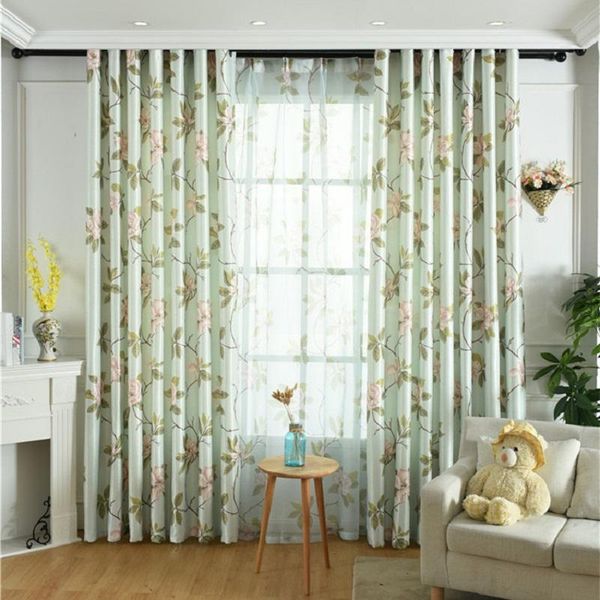 

curtain & drapes american flower pastoral high-end single-sided velvet printing fresh and high shaing curtains for living room bedroom