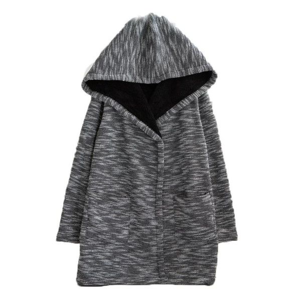 

women's sleepwear woman's sleep gown winter with hat, Black;red