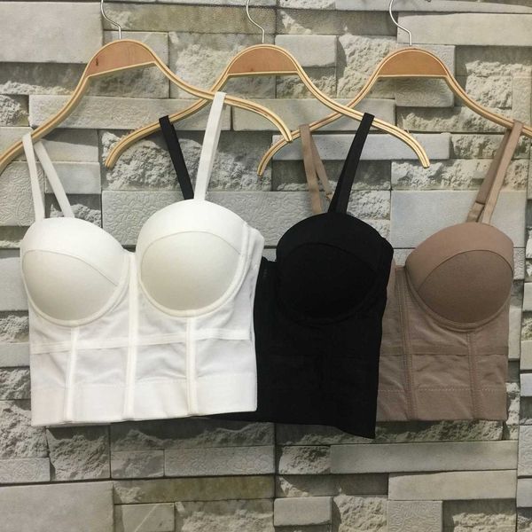 

women's tanks & camis club tight chest wrapped hollow personality neck corset female navel vest short summer uhld, White
