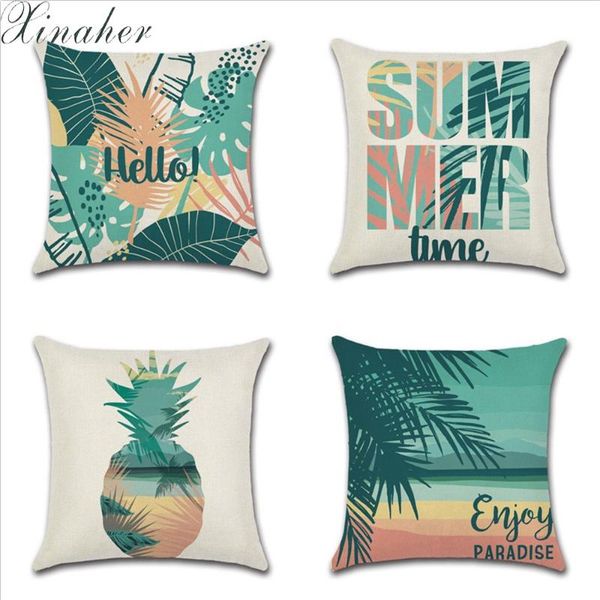 

45*45 tropical sofa decorative cushion covers cotton and linen throw pillow home decor summer beach sea coconut tree pillowcase cushion/deco