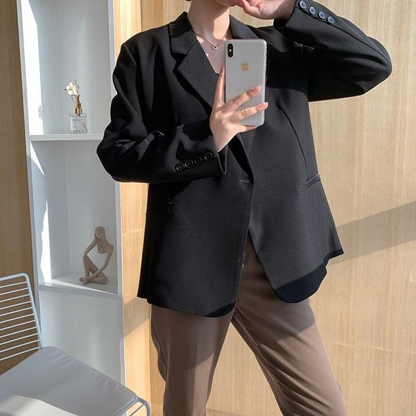 

women's suits & blazers [ewq] 2021 autumn one button casual blazer korean version loose solid color personalized temperament suit colla, White;black