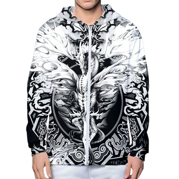 

men's hoodies & sweatshirts black totem hoodie 3d printed hooded sweatshirt men women casual streetwear pullover zip up jacket