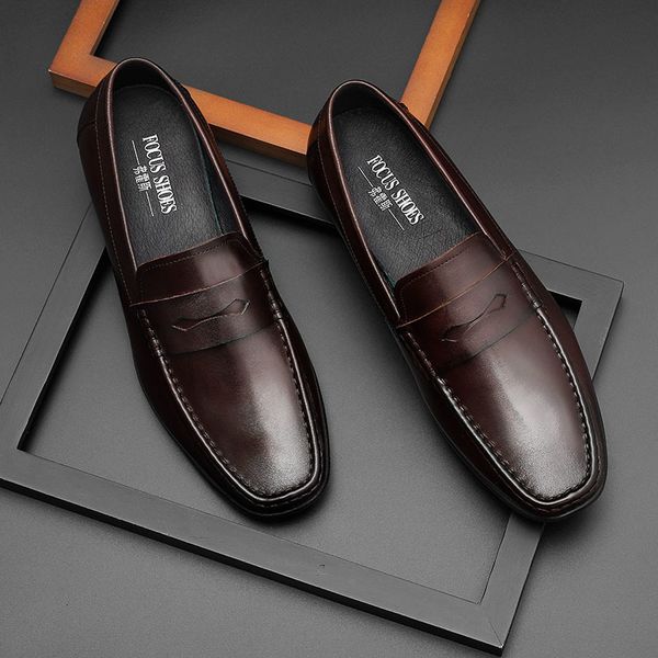 

dress shoes phenkang couro masculino sapatos casuais de verÃ£o masculinos mocassins slizamento no cafÃ© genuÃ­no dos homens hxbt, Black