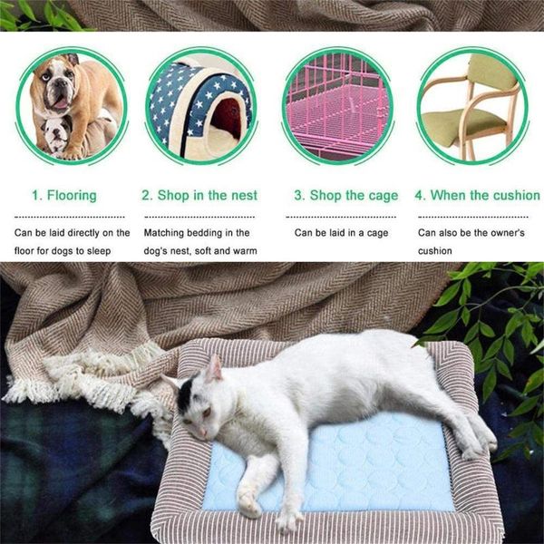 

cat beds & furniture dog cooling mat pad summer pet japanese style ice cool cold rattan moisture-proof cooler for shiba inu #t1g