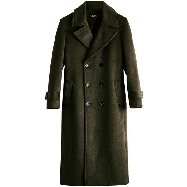 

men's wool & blends thickened overcoat men winter extra large x-long casual double breasted plus size smlxl2xl 3xl 4xl 5xl 6xl, Black