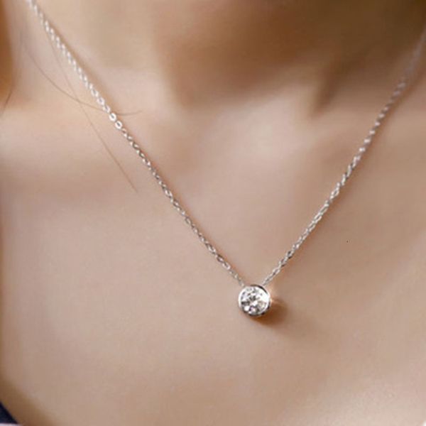 

fashion trend, personality, new necklace, clavicle chain, simple single drill zircon short necklaces and necklaces, Silver