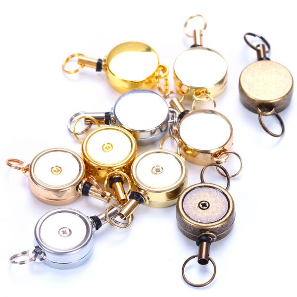 

dhl500pcs keychain bag parts 2cm white black metal retractable lanyard name tag badge reel hook