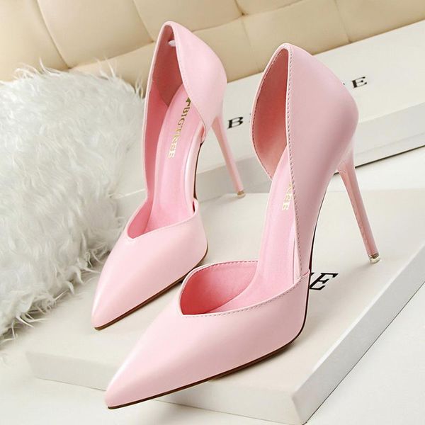 

women pumps fashion brand shoes woman high heels female .5cm stiletto pointed toe pink red 3168-3 dress, Black