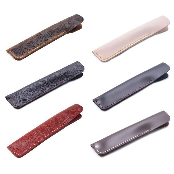 

handmade leather pencil bag ballpoint fountain pen pouch sleeve cover vintage bags