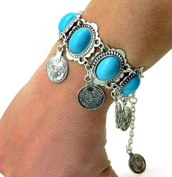 

charm bracelets bohemian resin gem coin fringe bracelet silver gypsy boho coachella festival turkish tribal ethnic jewelry, Golden;silver