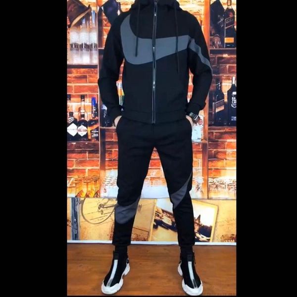 

men's tracksuits men leisure set 2021 spring and autumn korean style youth hooded cardigan long-sleeved + sports trousers, Gray