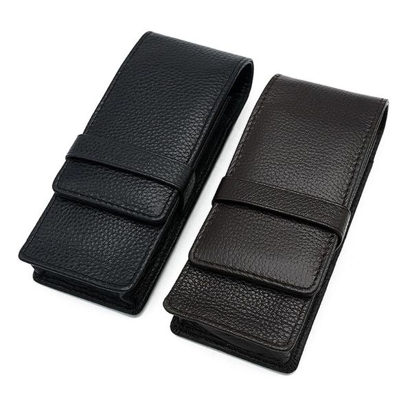 

pencil bags leather fountain pen case for 3 pens pouch separate slot organizer carrying bag office accessories h9eb