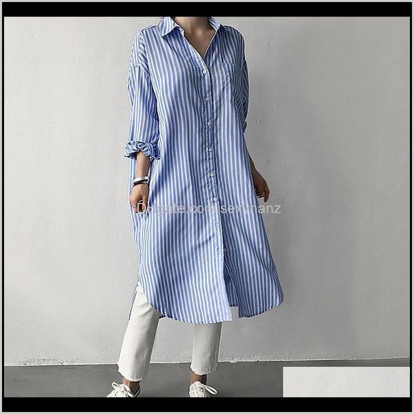 

casual dresses womens clothing apparel drop delivery 2021 women shirt striped print robe turndown collar dropped shoulders long sleeve pocke, Black;gray
